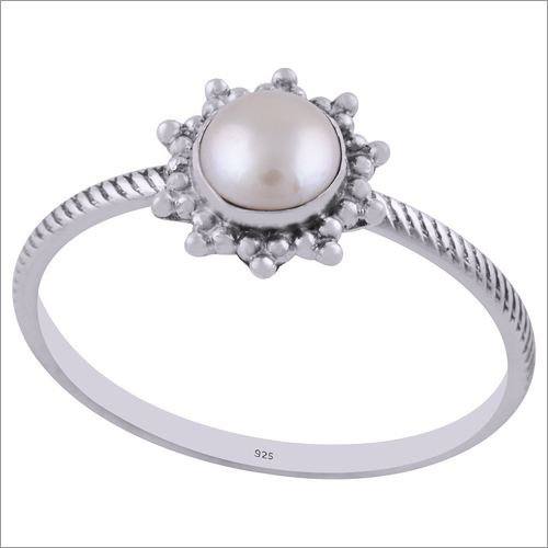 Pearl Natural Gemstone 925 Sterling Solid Silver Round Cabochon Handmade Ring