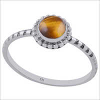 Tiger Eye Natural Gemstone 925 Sterling Solid Silver Round Cabochon Handmade Ring