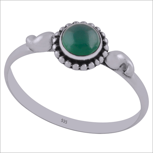 Green Onyx Natural Gemstone 925 Sterling Solid Silver Round Cabochon Handmade Ring