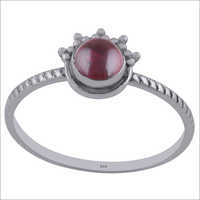 Garnet Natural Gemstone 925 Sterling Solid Silver Round Cabochon Handmade Ring