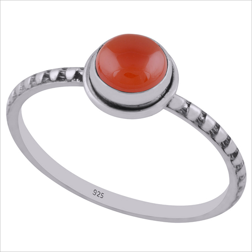 Carnelian Natural Gemstone 925 Sterling Solid Silver Round Cabochon Handmade Ring