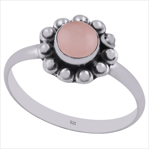 Rose Quartz Natural Gemstone 925 Sterling Solid Silver Round Cabochon Handmade Ring