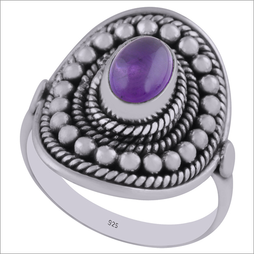 Amethyst Natural Gemstone 925 Sterling Solid Silver Oval Cabochon Handmade Ring
