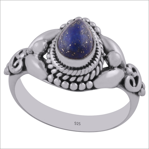 Lapis Natural Gemstone 925 Sterling Solid Silver Pear Cabochon Handmade Ring