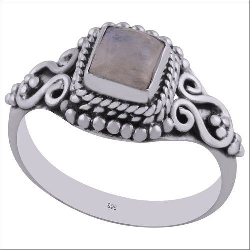 Rainbow Natural Gemstone 925 Sterling Solid Silver Square Cabochon Handmade Ring
