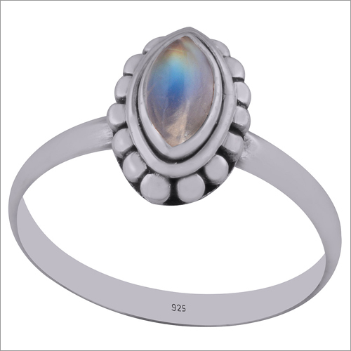 Rainbow Natural Gemstone 925 Sterling Solid Silver Marquise Cabochon Handmade Ring