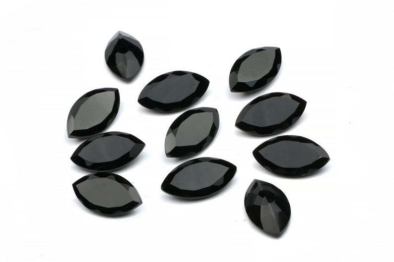 4x8mm Black Onyx Faceted Marquise Loose Gemstones