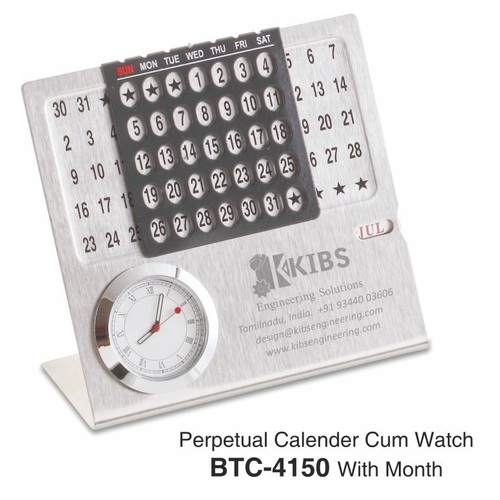 Silver Perpetual Calendar Cum Watch