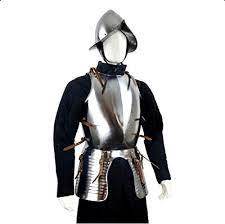 Steel Medieval Breastplate Cuirass With Helmet Knight Armor Halloween Silver Costume