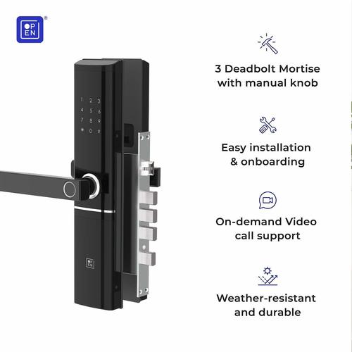 Open Door Smart Door Lock Left Handle Black Colour