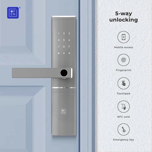 Open Door Smart Door Lock Left Handle Silver Gery Colour
