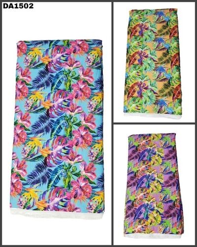 Colorful Digital Print Design on Rayon Slub Fabric