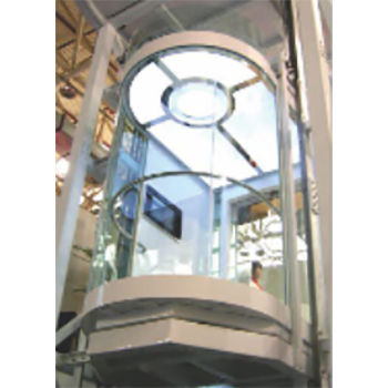 Round Glass Cabin with Stainless Steel Hair Line Finish Car