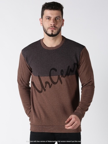 Brown Mens Round Neck Sweatshirt