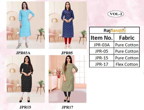 Print Vol-2 Jaipuri Kurti Manufacturer - Pure Cotton, Sizes S-XXL, Printed Design with Value Added Embroidery, Short Sleeve, Washable for All Seasons