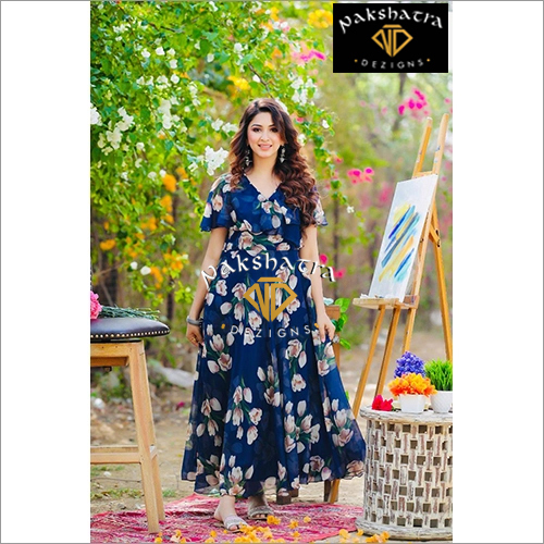 Available In Different Color Floral Gown