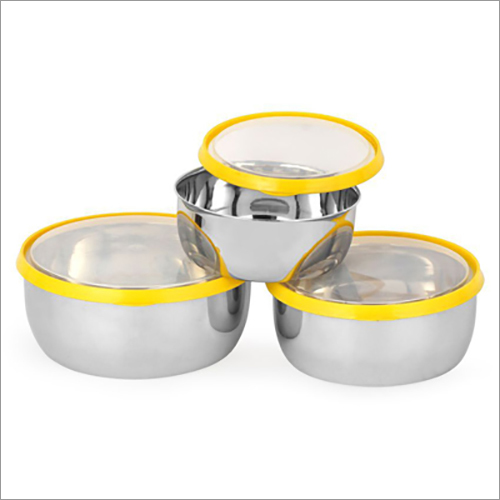 JSI 839 Stainless Steel Multi Color Clear Lid Bowl Set