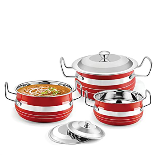 JSI 867 Stainless Steel Store And Serve Handi Set Plain And Colored By JAYNA STEEL INDIA