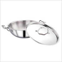 JSI-1824 Multiclad Tri Ply Stainless Steel Kadai With Lid