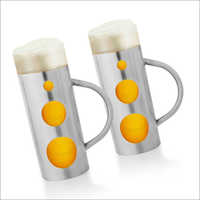 JSI 623 Steel And Glass Beer Mugs