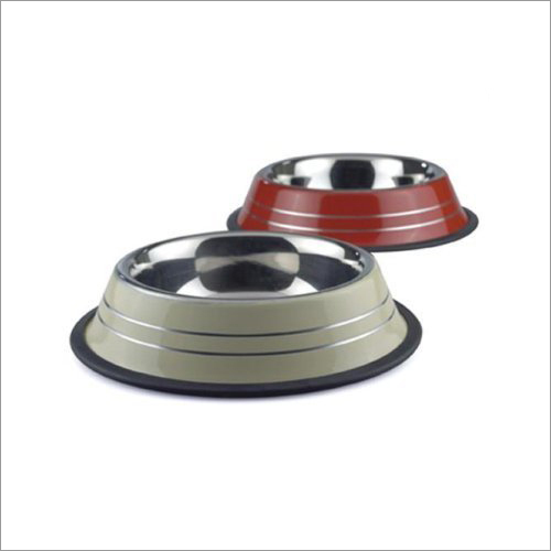 JSI 307A Anti Skid Dog Bowl With Colored Ribs