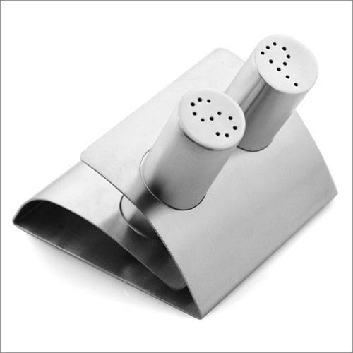 Steel Long Round Salt Pepper Shaker Set With Stand