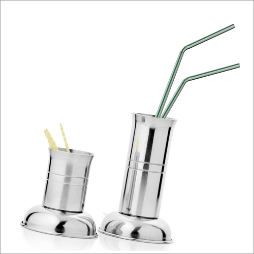 Steel Straw And Toothpick Holder Premium