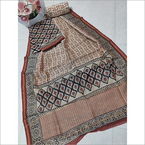 Traditional Hand Block Print Chanderi Silk Suit