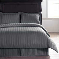 Dark Grey Satin Stripes Cotton Bedsheet