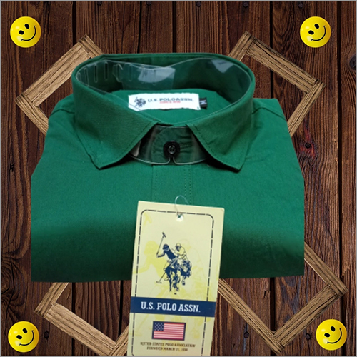 Washable Mens Green Plain Shirt
