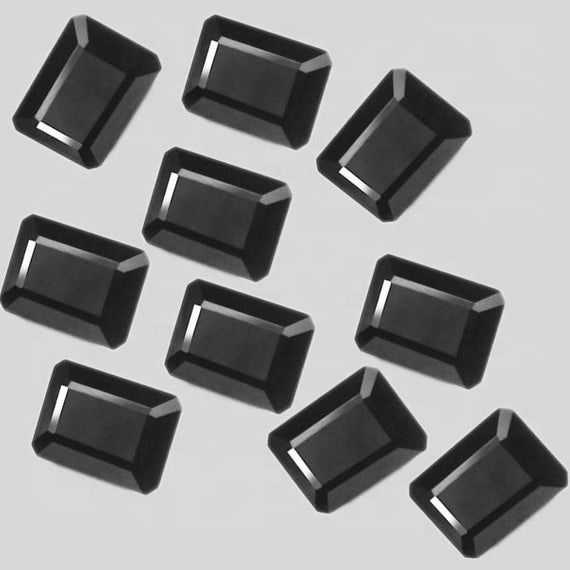 5x7mm Black Spinel Faceted Octagon Loose Gemstones