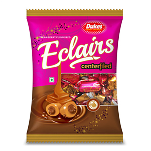 Eclairs स्ट्रॉबेरी सेंटर में 200 gm पाउच भरा हुआ है