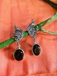 Smoky Topaz Designer Sterling Silver Earrings