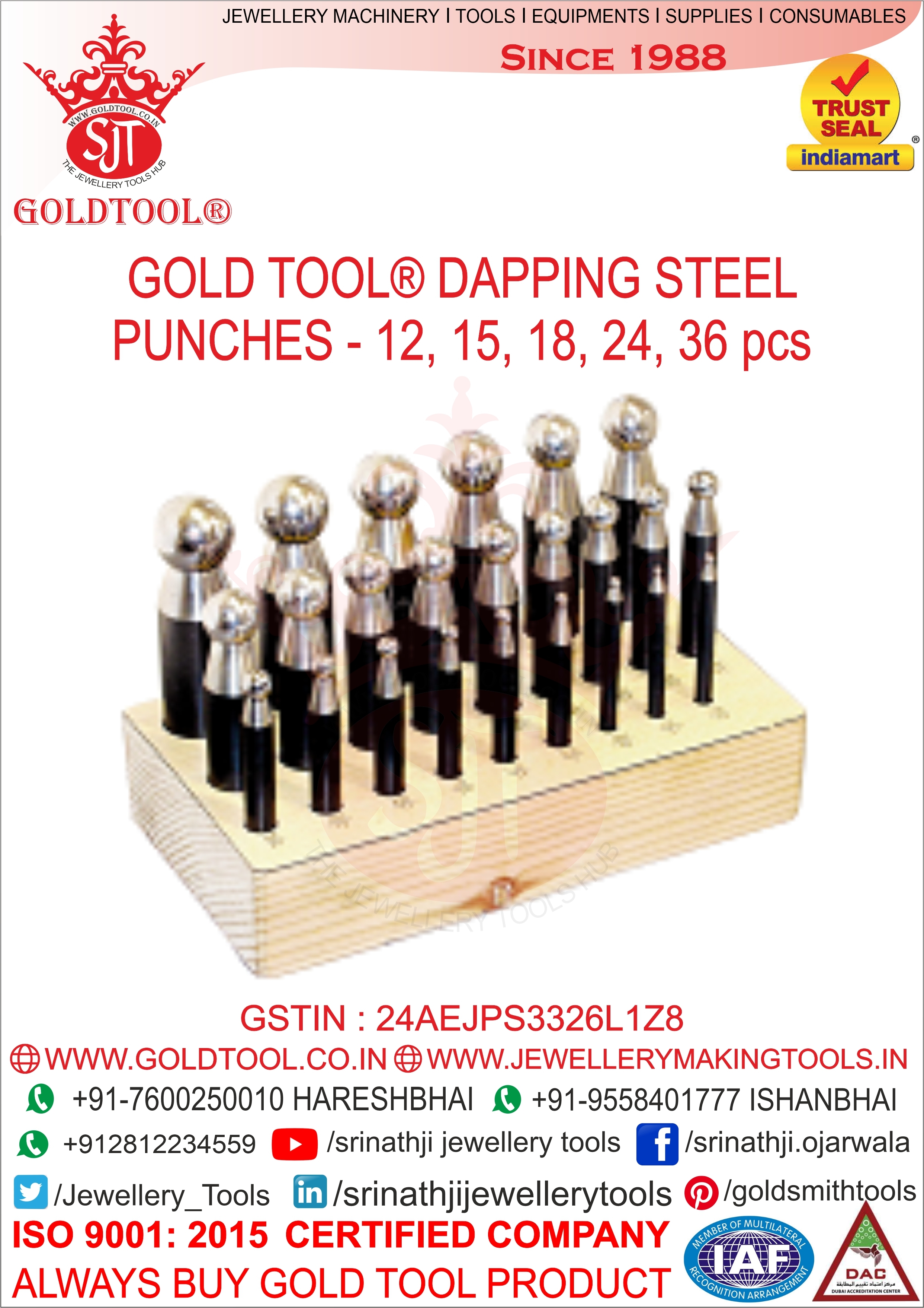 Jewellery Steel Block With Wooden Base