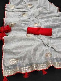Grey Chanderi Cotton Saree