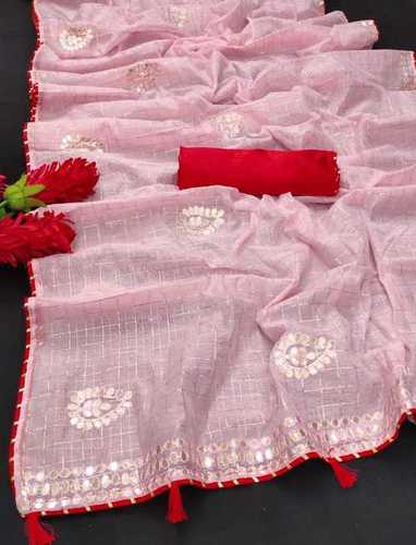 Pink Chanderi Cotton Saree