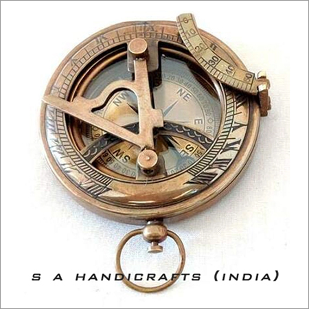 Antique Brass Brown Finish Mini Sundial Compass
