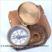 Brass Compass With Leather Case