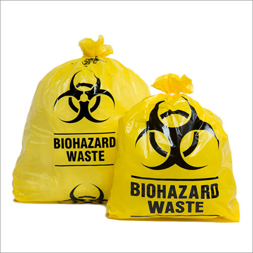 Yellow Printed Plastic Bio Hazard Bags