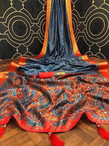 Fancy Sarees - Creastal Silk With Tussel, Red | Soft, Comfortable, Lightweight, Elegant