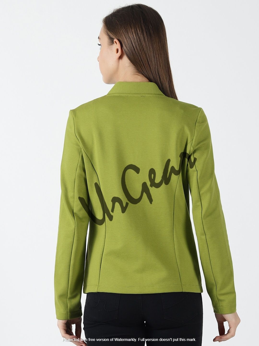 Women Solid Green Jacket