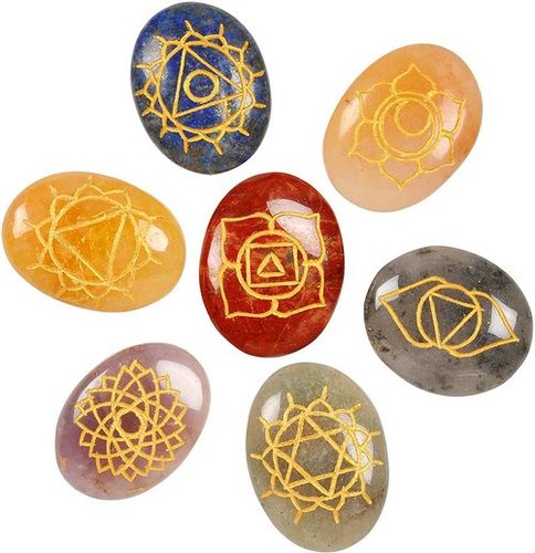 Seven Chakra Oval Shape Reiki Sets By CRYSTALS AND MORE EXPORTERS