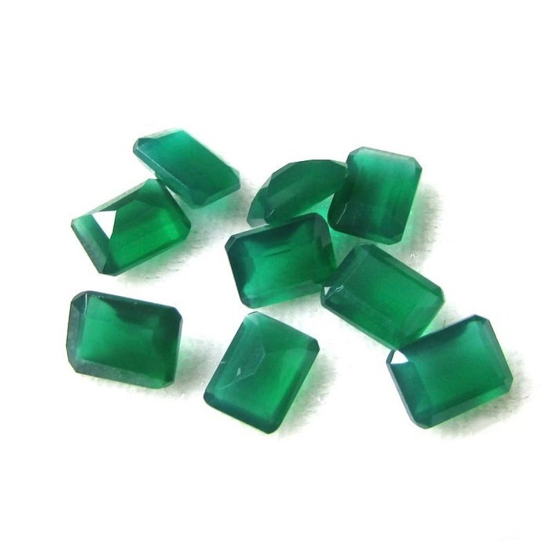 4x6mm Green Onyx Faceted Octagon Loose Gemstones
