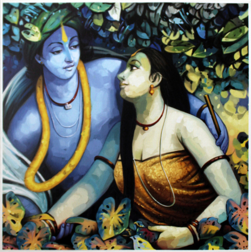 Krishna Radha  Abstract Paintng