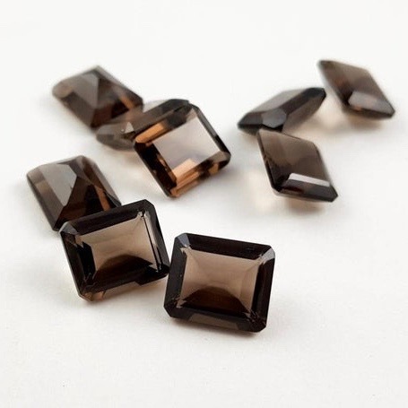 4x6mm Smoky Quartz Faceted Octagon Loose Gemstones