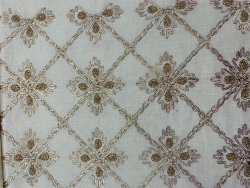 Embroidery Cora Cotton Fabric - Cora Cotton with Gold Gotta Work, Available in Various Colors, Exceptionally Soft , Washable, Length as Per Requirement
