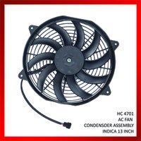 Ac Fan Condenser Assembly - Plastic, Metal, 13 Inch Diameter, Black Color | 12v, 50w Power, Ideal For Hvac System Cooling In Indica Vehicles