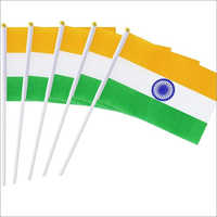 Indian National Hand Flag - Polyester Material | Elegant Design, High Gloss Finish, Flying Style