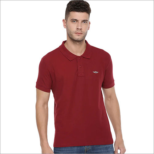 Mens Plain Maroon Collar T Shirt Gender: Male