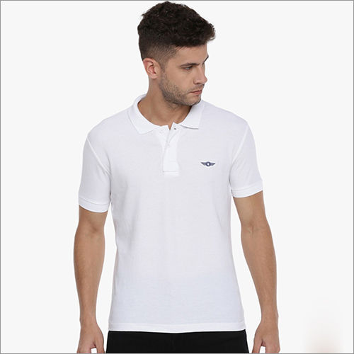 Plain Mens White Collar T Shirt